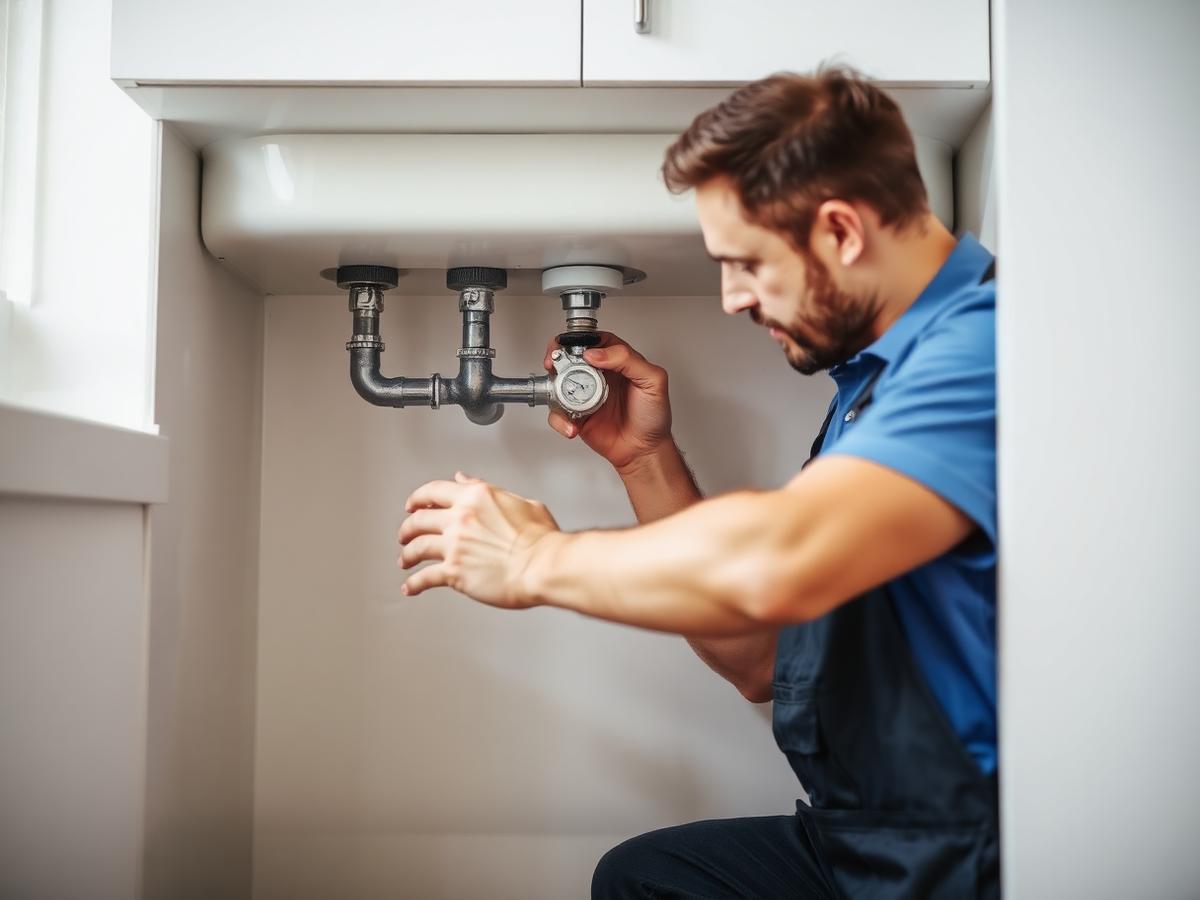 Plumbing professional at work